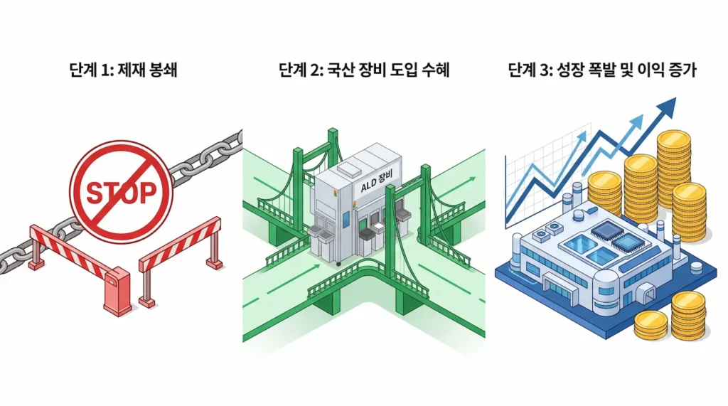 주성엔지니어링 국산 장비 도입 수혜 성장 폭발 이익 증가 구조도